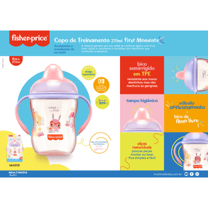 VASO DE ENTRENAMIENTO CON PICO SEMI-RÍGIDO FIRST MOMENTS - ROSA GLITTER