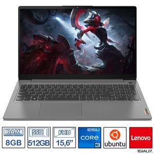 Computador Portátil LENOVO 15,6 Pulgadas IdeaPad 3 - Intel Core i3-1215U RAM 8GB - Disco SSD 512GB - Gris Artico