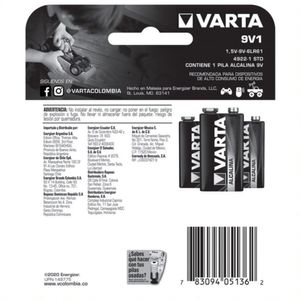 PILA VARTA ALKALINA 9V REF 4922