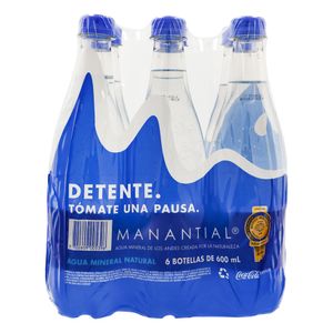 AGUA MANANTIAL MINERAL SIN GAS C/U 600 ML