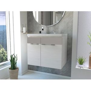 Mueble Lavamanos Elipse, Cocoa y Nevado, con Amplio Espacio Para Guardar Productos de Aseo 60