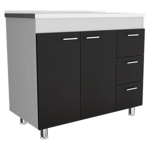 Gabinete Inferior Cantabria, Wengue Y Blanco Duqueza, con Dos Puertas Batientes Y Tres Cajones Deslizables ZF