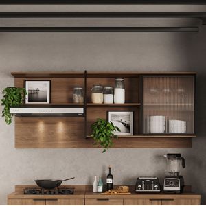 Mueble Superior Multiuso Cocina Freijo  200 cm MDP Estilo Minimalista Ind