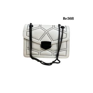 Bolso blanco apliques cadena plomo