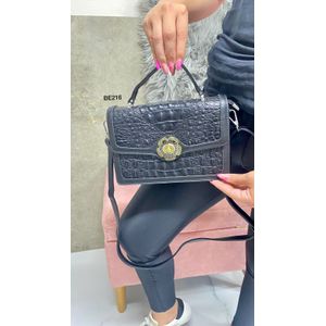 Bolso negro textura aplique dorado
