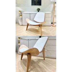 Silla poltrona blanca con madera