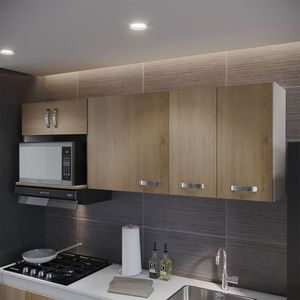 Gabinete superior para cocina en 120 cm en MDP incluye locero y porta vasos Rovere