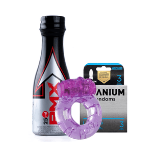Set energizante y condon lubricado con anillo vibrador