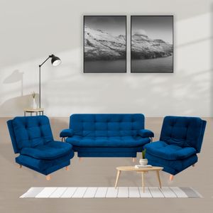 Sala Clic Clac 175x90cm incluye dos sillas y un sofa cama Azul