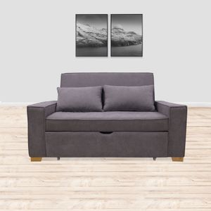 Sofacama semidoble Eller 170x95cm tela tipo lino 2 posiciones Gris