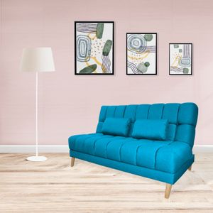 Sofacama doble 180x95cm tela tipo lino 3 posiciones Turquesa