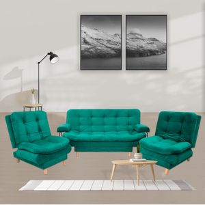 Sala Clic Clac 175x90cm incluye dos sillas y un sofa cama Verde
