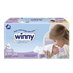 PAÑAL WINNY SENSITIVE ETAPA 0/RN + TOALLITAS