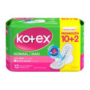 OFERTA TOALLAS HIGIENICAS KOTEX NORMAL CON ALAS X 10 + 2 TOALLAS