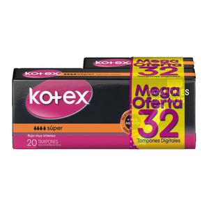 OFERTA TAMPONES KOTEX DIGITALES F. INTENSO PAGUE 20 LLEVE 32