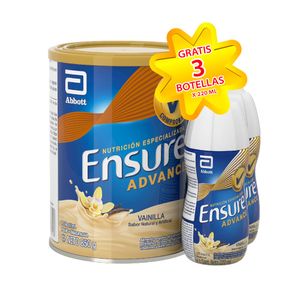 OFERTA ENSURE ADVANCE VAINILLA POLVO 850 GR + GRATIS 3 ENSURE ADVAMCE VAINILLA LIQUIDO 220 ML