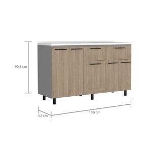 Modulo Inferior 150 Kitchen Hasselt RTA Gris + Rovere