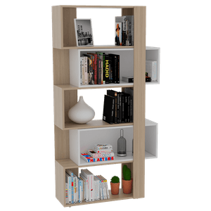 Biblioteca Ascher, Beige y Blanco, con cinco entrepaños