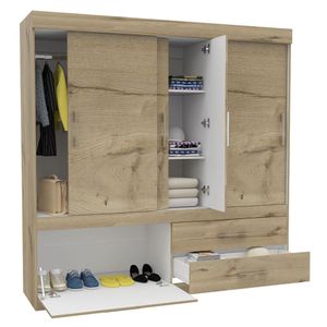 Closet Allegro, Café claro y Blanco, con zapatero inferior
