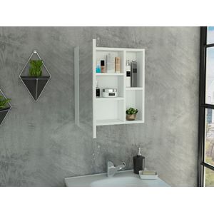 Gabinete de Baño Dakari, Blanco, con puerta espejo y entrepaños EXP ZF
