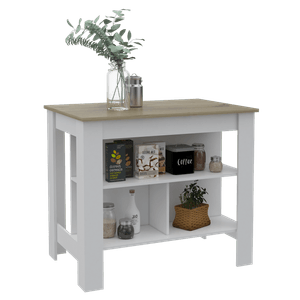 Mesa Auxiliar Cala, Blanco y Beige, con amplia superficie en la mesa ZF