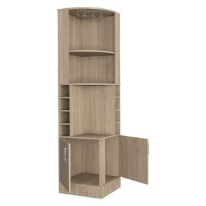 Bar Esquinero Ascher, Beige, con dos puertas y porta copas ZF