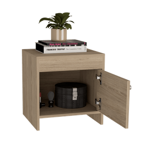 Mesa de Noche Tutto, Beige, con cajón para guardar objetos ideal para espacios reducidos