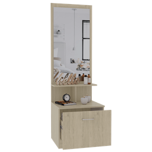 Tocador Zaha, Beige y Blanco, con espejo y un cajón organizador