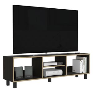 Mesa para TV Tunez, Wengue y Café claro, para televisor hasta 70 pulgadas