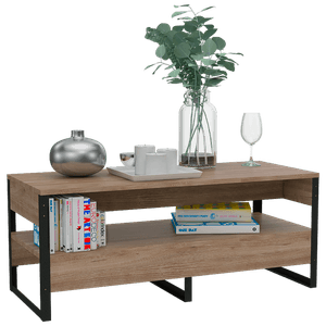 Mesa de Centro Korina, Miel, con amplio espacio y patas de acero