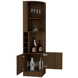 Bar Esquinero Celeste, Chocolate, con dos puertas y espacio porta copas ZF