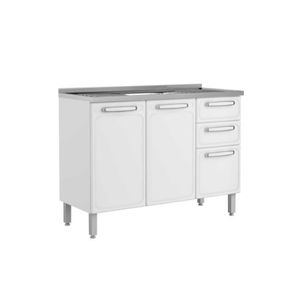 Mueble Inferior de Cocina en Acero Bertolini Incluye Lavaplatos Color Blanco