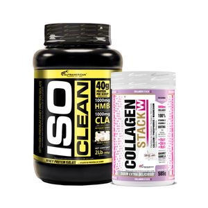 Combo proteina Iso Clean 2 lb + Colágeno Collagen Stack 585 g.
