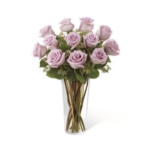 Jarrón de 12 Rosas Moradas