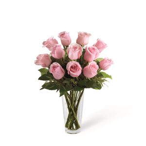 Jarrón de 12 Rosas Rosadas