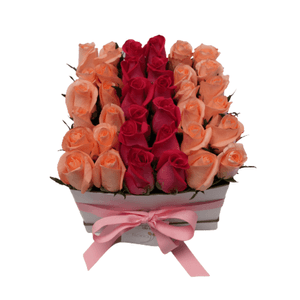 30 Rosas Fucsias y Rosadas Tonos de Mamá en Caja
