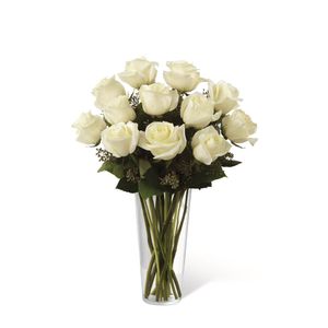 Jarrón de 12 Rosas Blancas