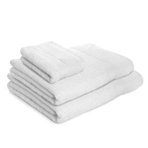 Set X3 toallas hoteleras: 2 toallas de cuerpo + 1 de manos Blanca