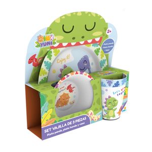 SET MELAMINA 3 PZAS DINO YUMI