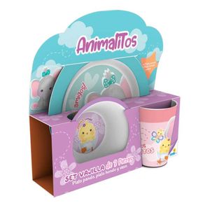 SET MELAMINA 3 PZAS ANIMALITOS